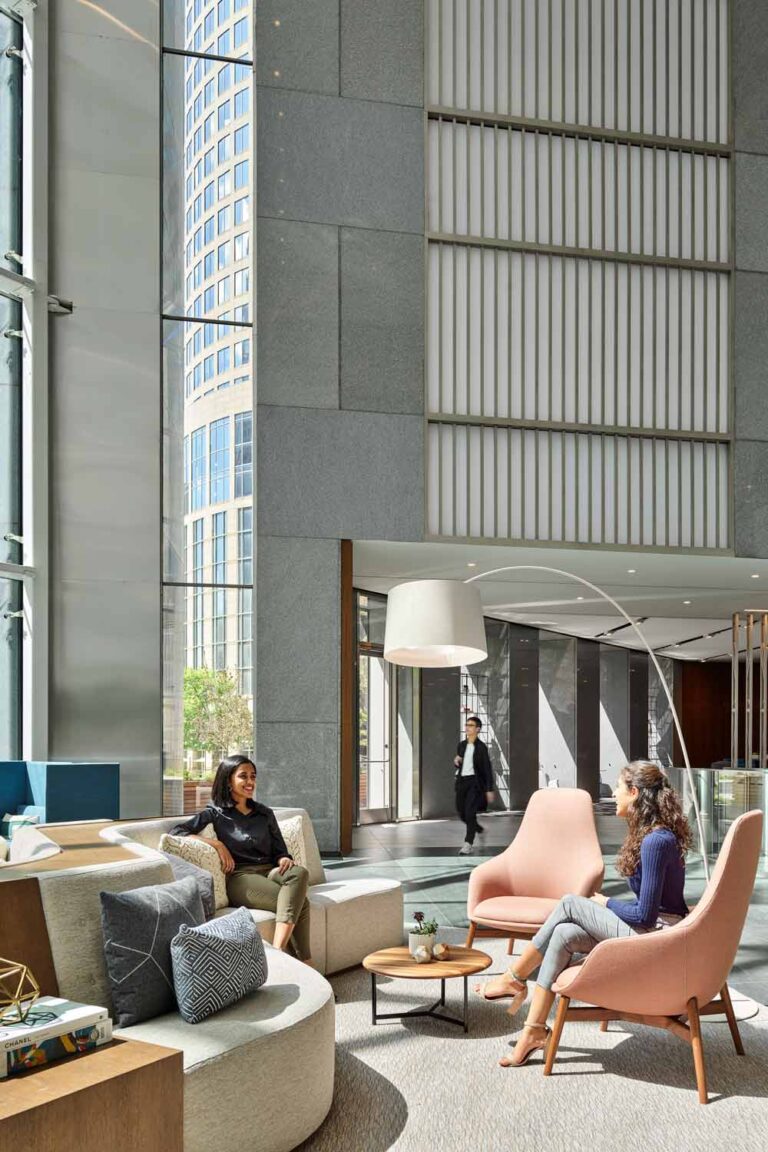 Interior of lobby inJPMorgan Chase Tower in Houston